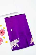 Handwoven Purple Banarasi Katan Soft Silk Saree