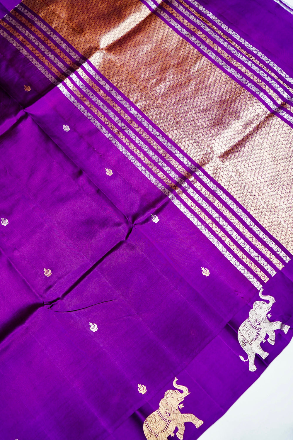 Handwoven Purple Banarasi Katan Soft Silk Saree