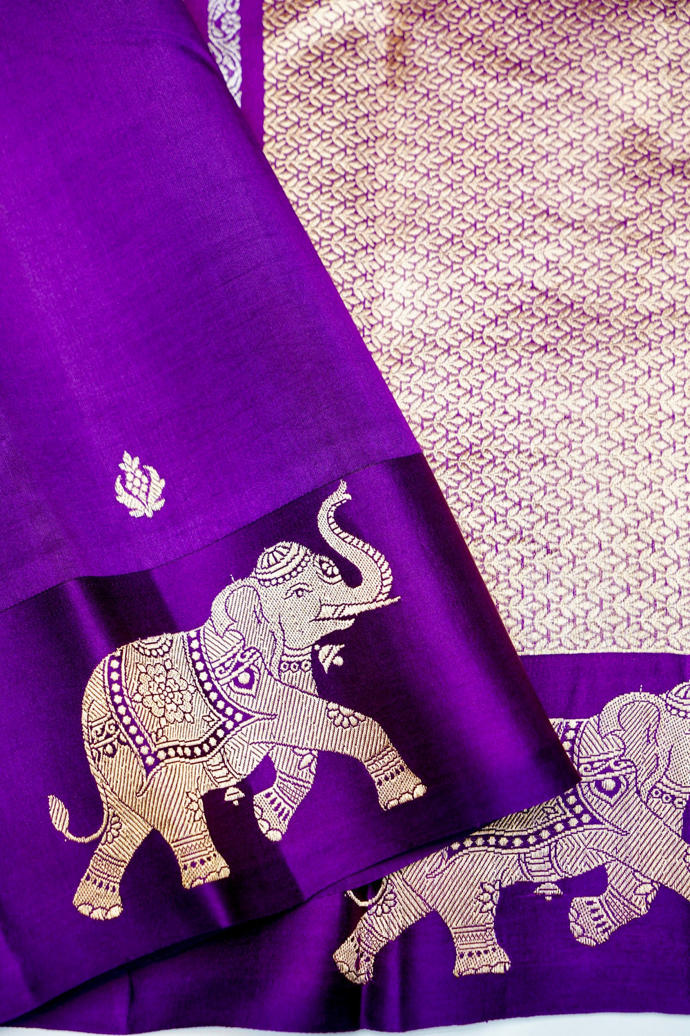 Handwoven Purple Banarasi Katan Soft Silk Saree