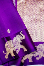 Handwoven Purple Banarasi Katan Soft Silk Saree