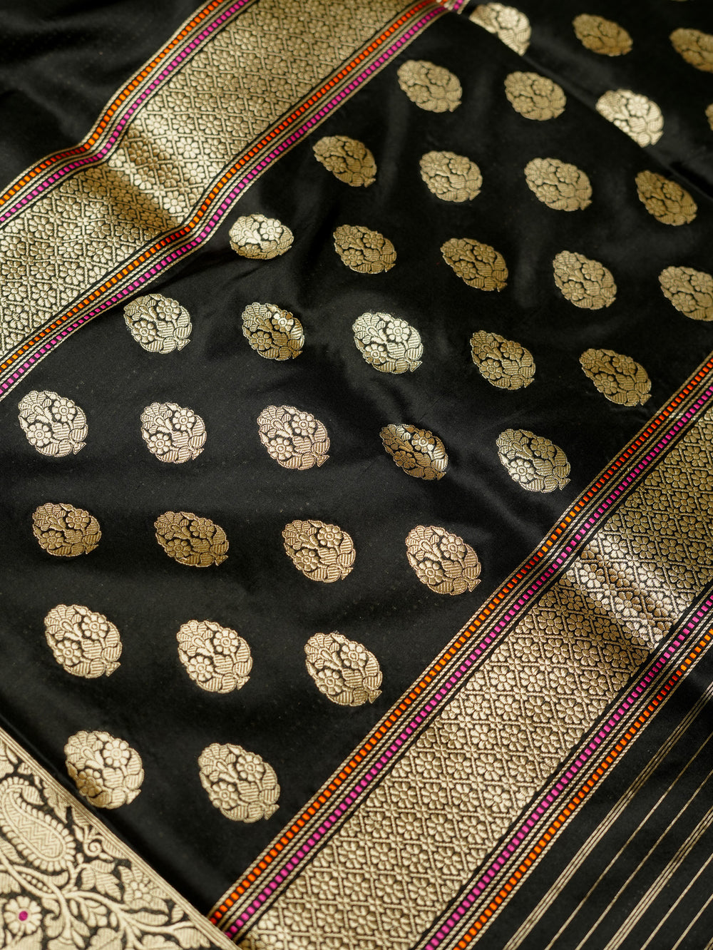 Handwoven Black Meenakari Banarasi Katan Silk Saree