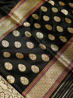Handwoven Black Meenakari Banarasi Katan Silk Saree