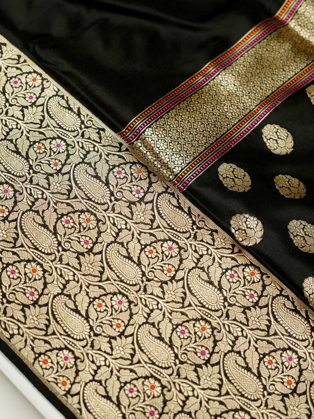 Handwoven Black Meenakari Banarasi Katan Silk Saree