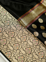 Handwoven Black Meenakari Banarasi Katan Silk Saree
