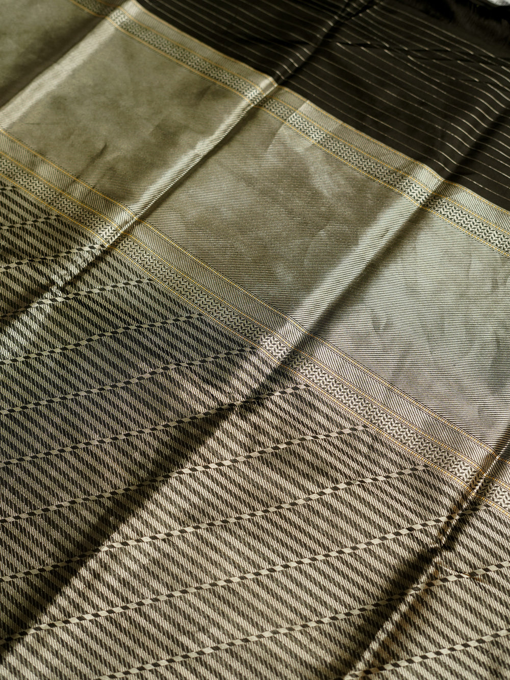 Handwoven Black Banarasi Katan Silk Saree