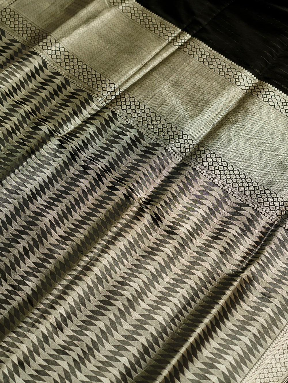 Handwoven Black Banarasi Katan Silk Saree