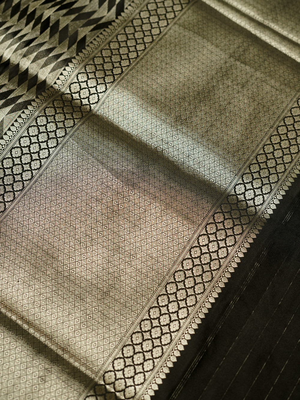 Handwoven Black Banarasi Katan Silk Saree