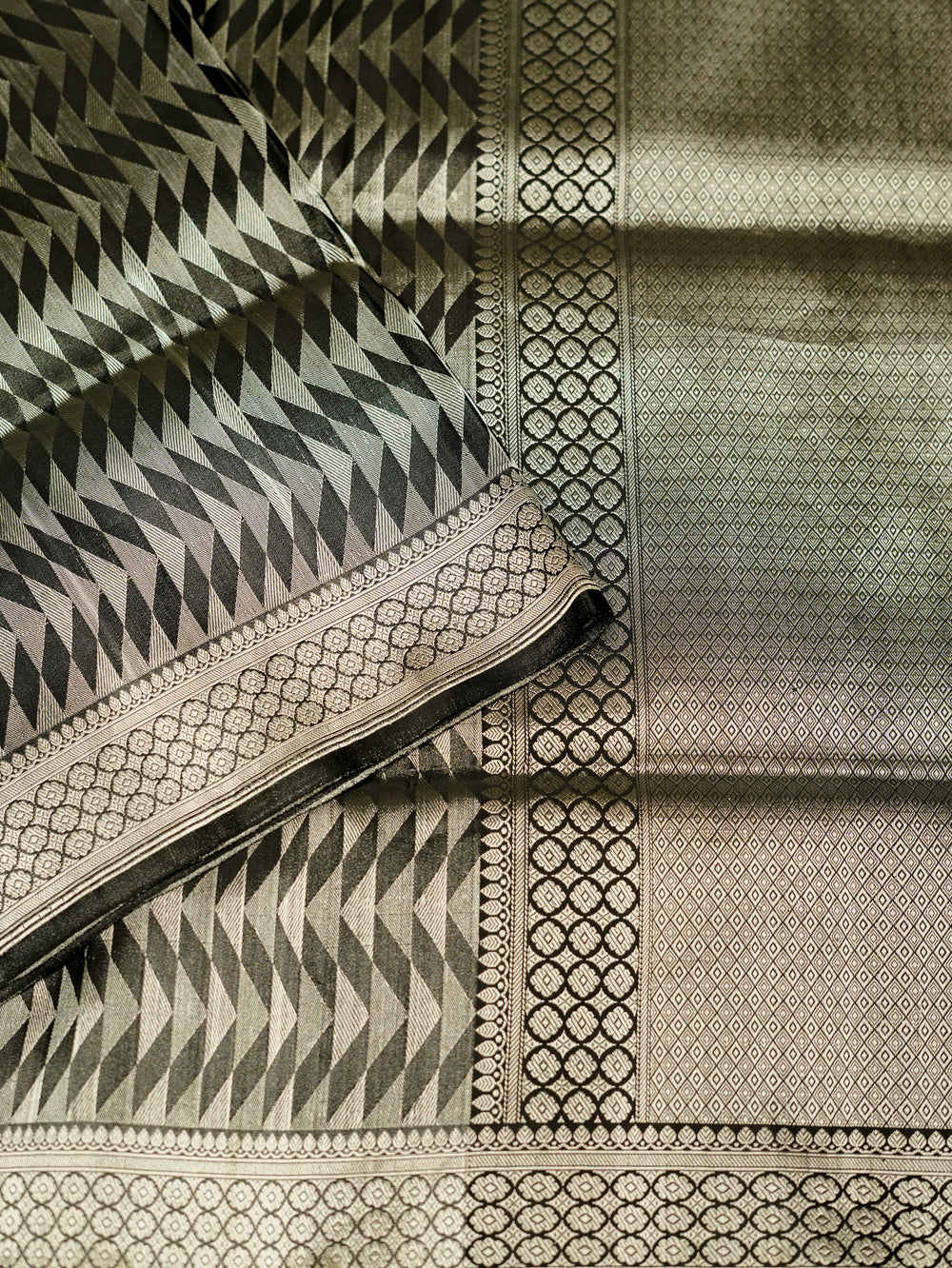 Handwoven Black Banarasi Katan Silk Saree