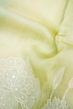 Designer Pista Green Embroidered Organza Saree