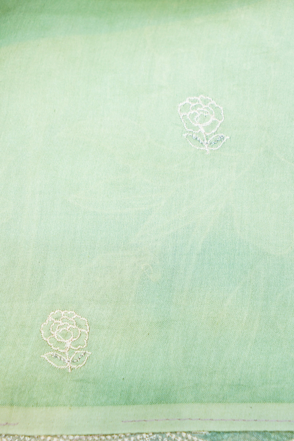 Designer Pista Green Embroidered Organza Saree