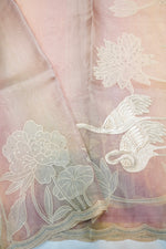 Designer Peach Embroidered Organza Saree