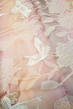 Designer Peach Embroidered Organza Saree