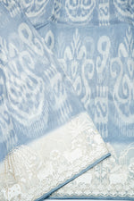 Designer Sky Blue Embroidered Organza Saree