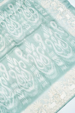 Designer Turquoise Blue Embroidered Organza Saree