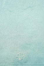 Designer Turquoise Blue Embroidered Organza Saree