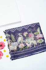 Designer Purple Printed Organza Saree