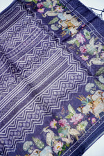 Designer Purple Printed Organza Saree