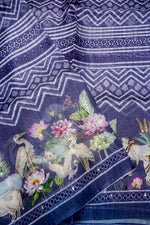 Designer Purple Printed Organza Saree