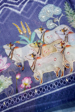 Designer Purple Printed Organza Saree