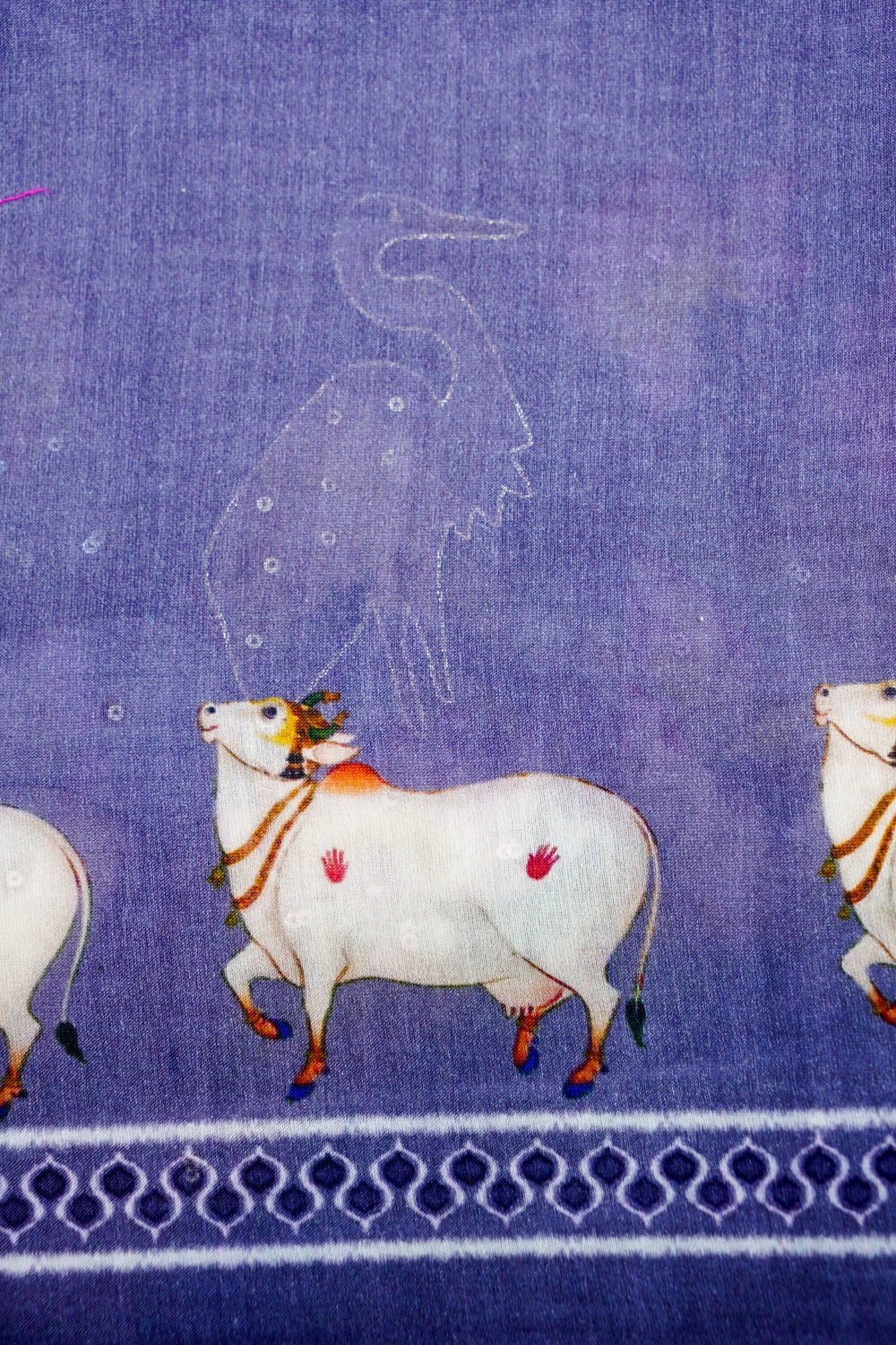 Designer Purple Printed Organza Saree