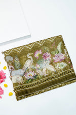 Designer Mehendi Green Printed Organza Saree