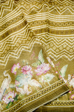 Designer Mehendi Green Printed Organza Saree