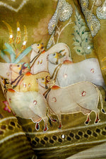 Designer Mehendi Green Printed Organza Saree