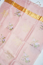 Designer Rose Pink Printed Organza Saree