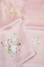 Designer Rose Pink Printed Organza Saree