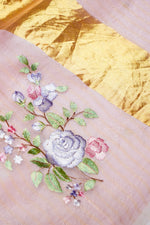 Designer Rose Pink Printed Organza Saree