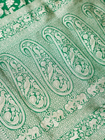 Handwoven Green Shikargah Banarasi Katan Silk Saree
