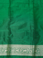 Handwoven Green Shikargah Banarasi Katan Silk Saree