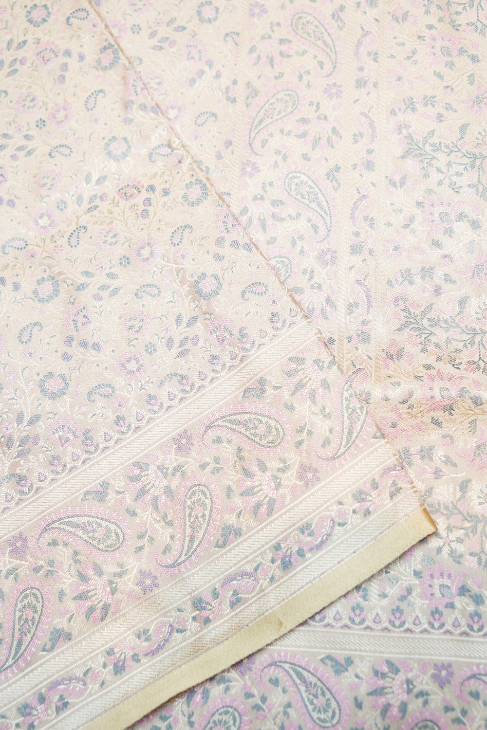 Banarasi Off White Blended Pashmina Silk Saree