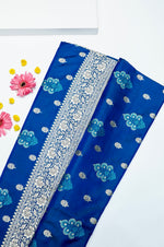 Banarasi Indigo Blue Blended Satin Silk Saree