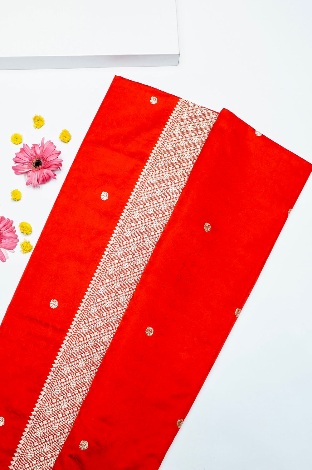 Banarasi Orange Blended Katan Silk Saree