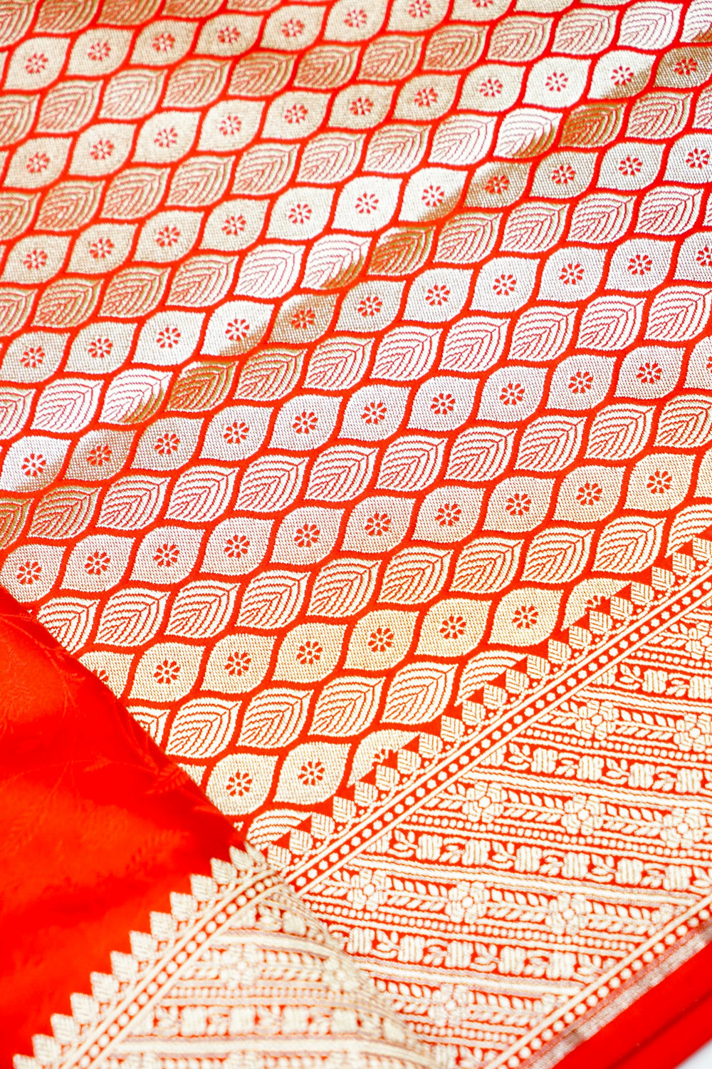 Banarasi Orange Blended Katan Silk Saree