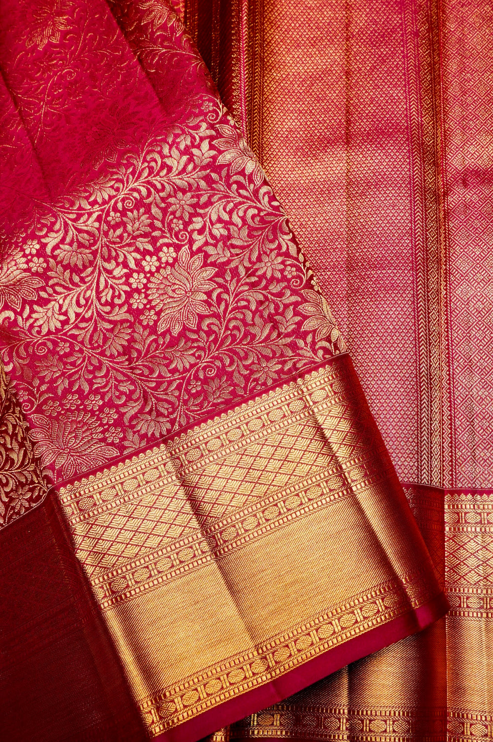 Handwoven Crimson Red Brocade Kanjivaram Silk Saree