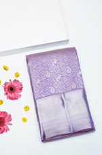 Handwoven Lavender Brocade Kanjivaram Silk Saree