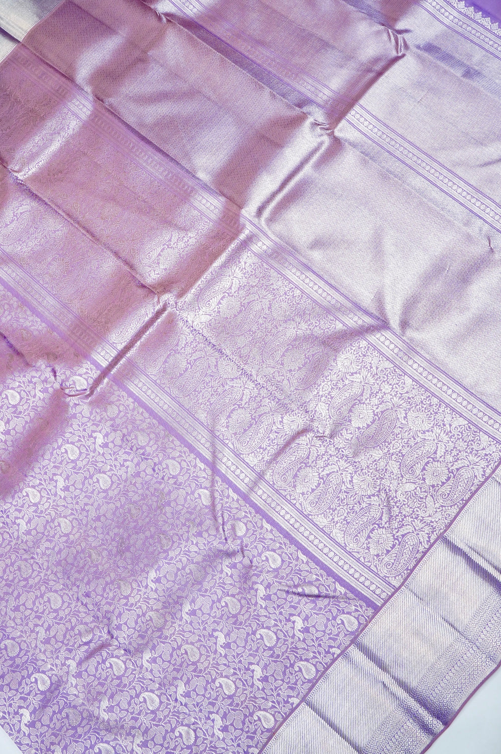 Handwoven Lavender Brocade Kanjivaram Silk Saree