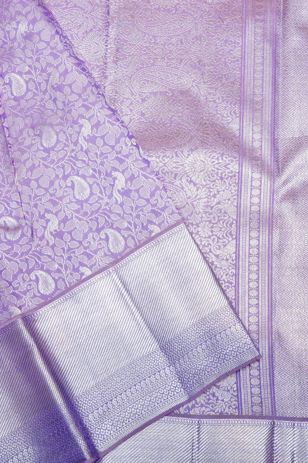 Handwoven Lavender Brocade Kanjivaram Silk Saree