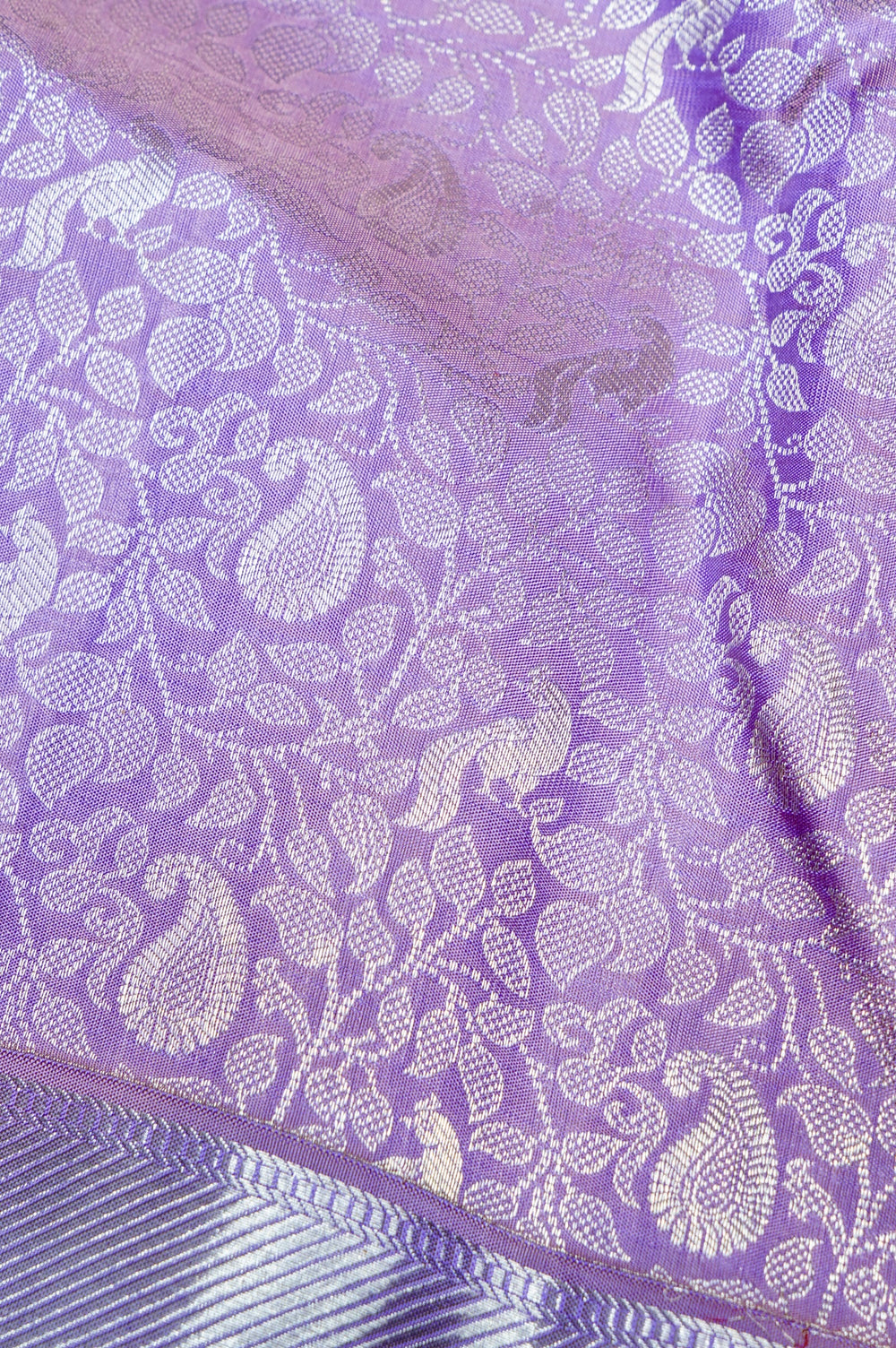 Handwoven Lavender Brocade Kanjivaram Silk Saree