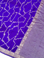 Violet Purple Geometric Crepe  Handwoven Banarasi Saree