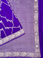 Violet Purple Geometric Crepe  Handwoven Banarasi Saree