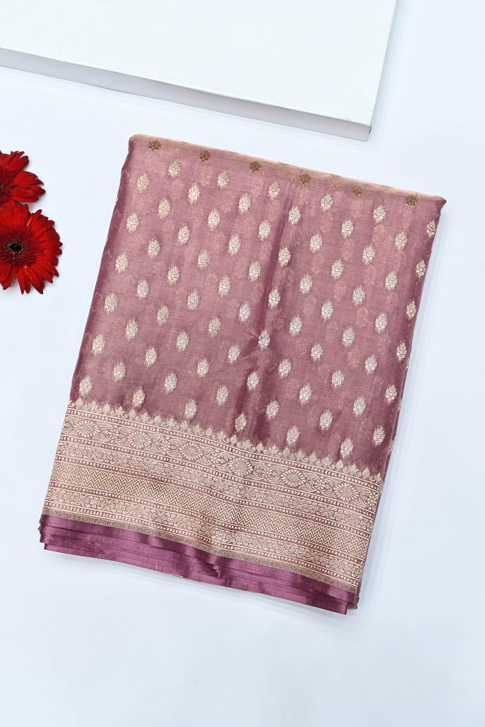 Handwoven Onion Pink Banarasi Katan Tissue Silk Saree