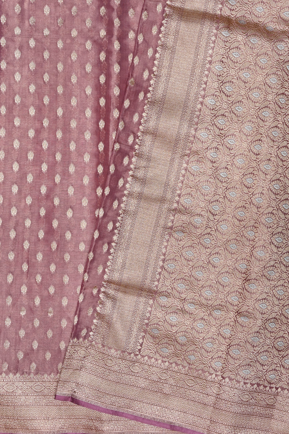 Handwoven Onion Pink Banarasi Katan Tissue Silk Saree