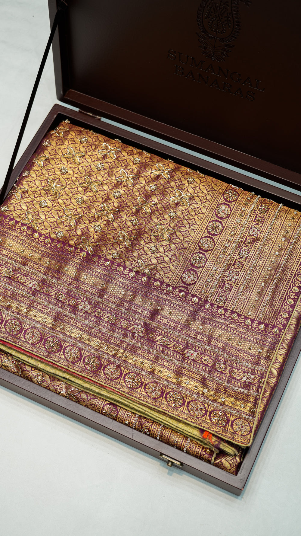 Designer Golden Maroon Kanjivaram Silk Saree