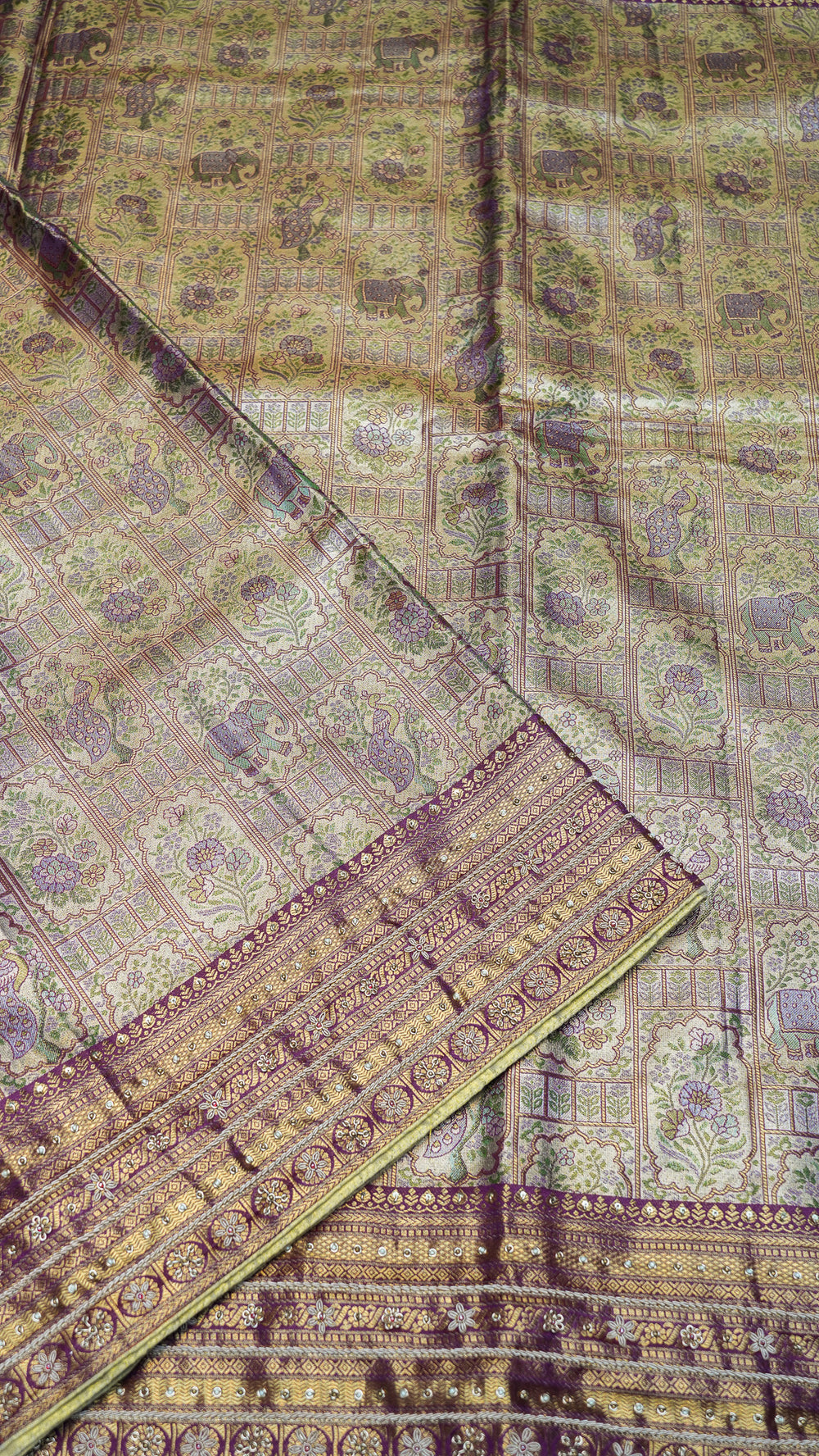 Designer Golden Maroon Kanjivaram Silk Saree