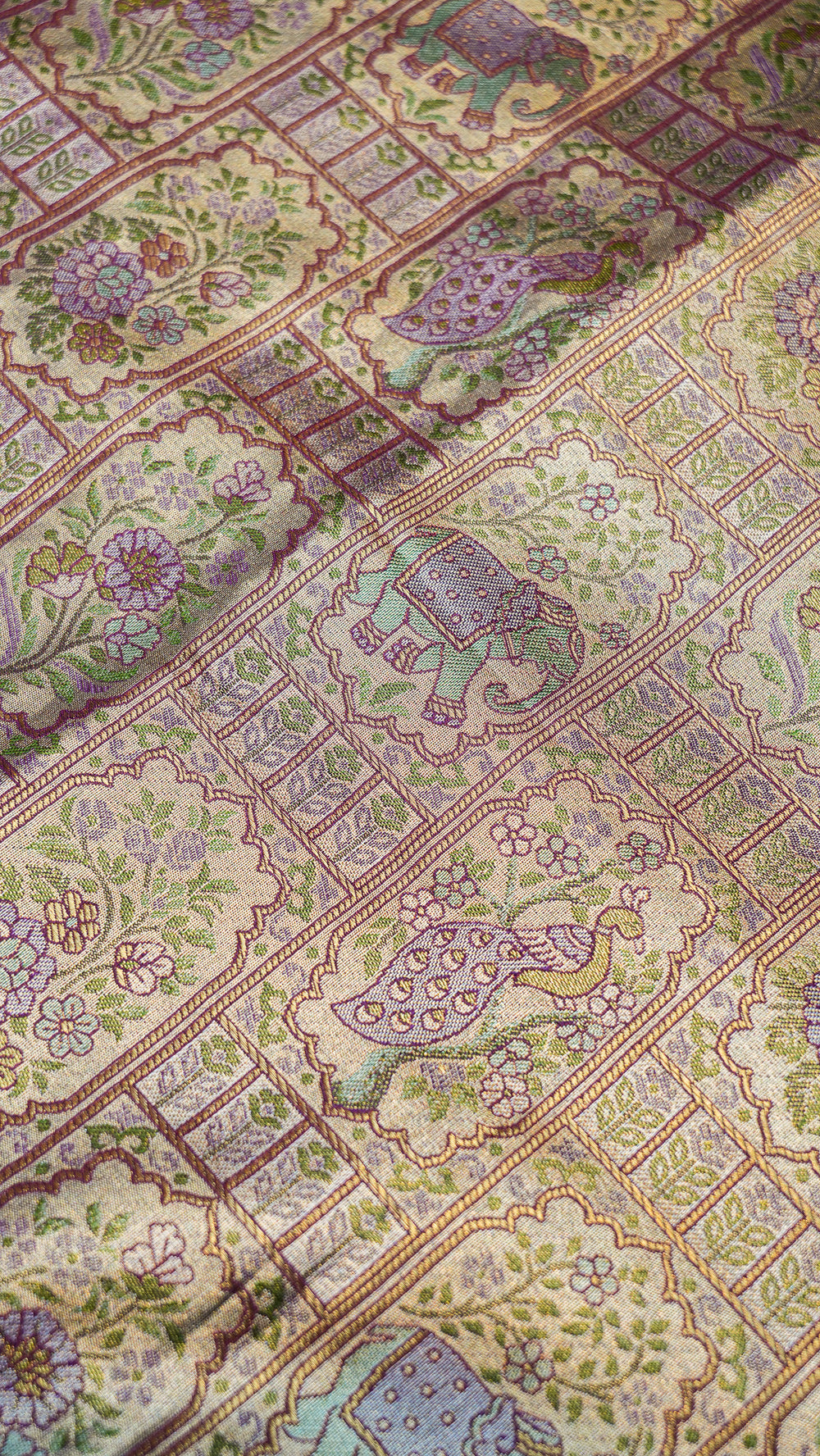 Designer Golden Maroon Kanjivaram Silk Saree