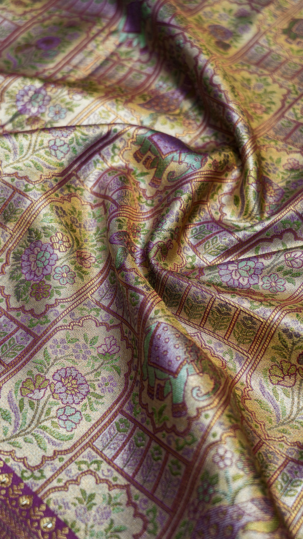 Designer Golden Maroon Kanjivaram Silk Saree