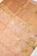 Handwoven Peach Banarasi Tussar Silk Saree